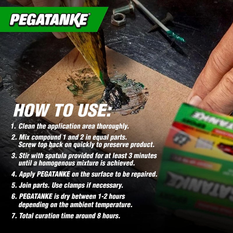 PEGATANKE - Black 2 Part Epoxy Resin & Cold Weld Adhesive | High Strength Liquid Metal Glue for Fuel Tanks & General Repair | High Temperature Epoxy for Cold Welding Waterproof Bonds (1.48 oz) - Image 3